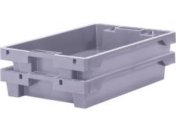 Ящик пластиковый со сплошными стенками и дном, 600х400х100 мм, серый [224]
