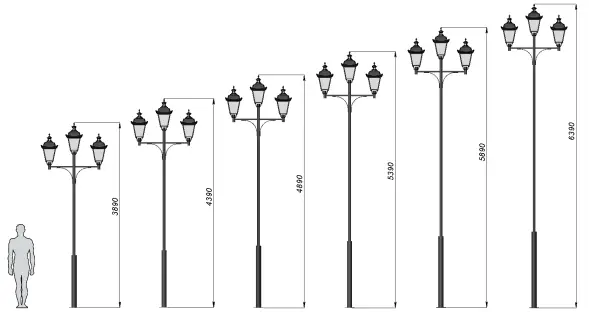 Стальной фонарный столб Ретро 3 мод.17 4,39 м