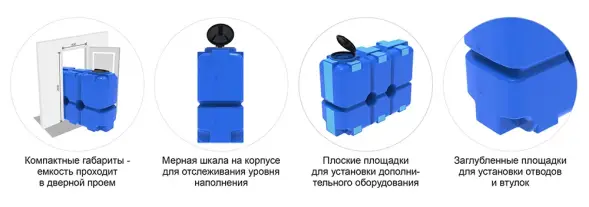 Емкость ST 2000л под плотность до 1.5 г/см3 с откидной крышкой синяя
