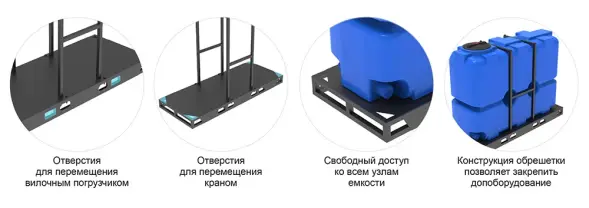 Емкость ST 2000л под плотность до 1.5 г/см3 с откидной крышкой синяя