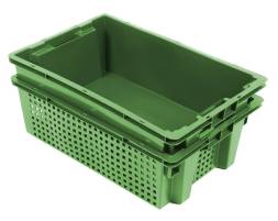 Пластиковый ящик овощной 600х400х200 конусный сплошной