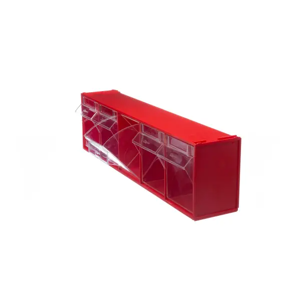 Короб откидной Стелла-техник СТЕЛЛА-103 , 600х140х168мм, 5 ячеек, красный, прозрачный