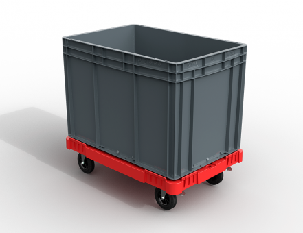 Пластиковая тележка 600х400 мм для ящиков (с отверстием) колеса без тормозов