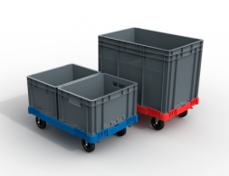 Пластиковая тележка 600х400 мм для ящиков (с отверстием) колеса без тормозов