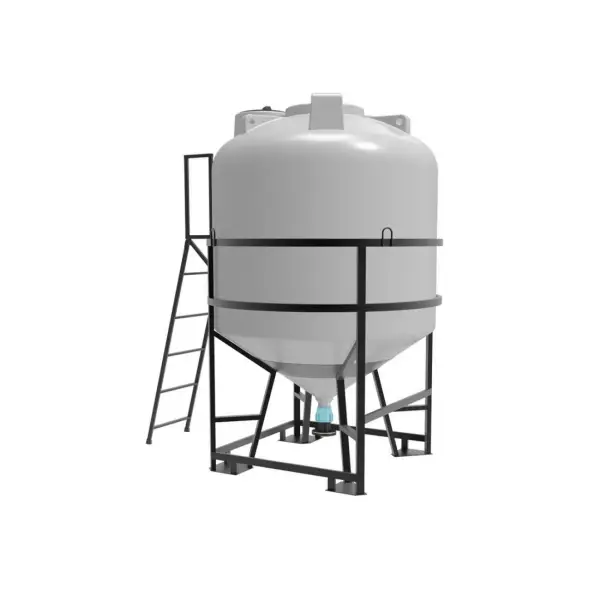 Емкость ЦКТ 5000 л с патрубком 110мм с фланцем под плотность до 1,2 г/см3 белая в обрешетке с лестницей
