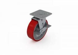 Колесо поворотное с тормозом ДВК d=150 мм, полиуретан