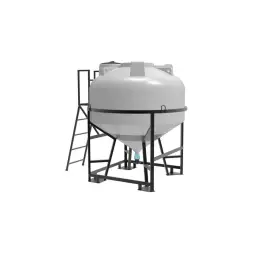 Емкость ЦКТ 3000 л с патрубком 110мм с фланцем под плотность до 1,2 г/см3 белая в обрешетке с лестницей