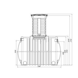 Автономная канализация Rostok Ground 8 с горловиной 1000 мм и принудительным отведением, 3500 л, черный [504.3000.899.001]