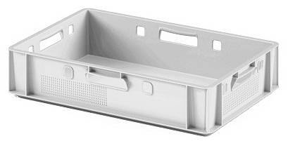 Ящик пластиковый сплошной Е1 (евроформат) для мяса глубокой заморозки, 600х400х120 мм, белый [12.421.40.PE]