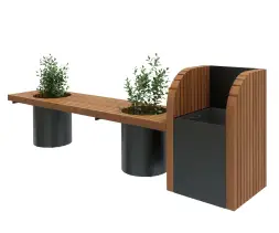 Скамейка стальная «Фортуна» с двумя кашпо и урной