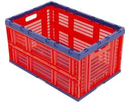 Ящик пластиковый складной с перфорированными стенками, 600х400х310 мм, красный [600400310-01]