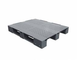 Паллет (поддон) пластиковый перфорированный на 3-х полозьях, 1200х1000х150 мм, серый [02.114.91.PEF]