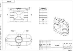 Емкость пластиковая прямоугольная для хранения воды, жидкостей и дизельного топлива, 800 л, синий [TSN800S13]